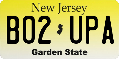 NJ license plate B02UPA