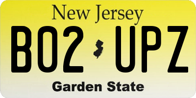 NJ license plate B02UPZ