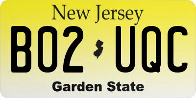 NJ license plate B02UQC