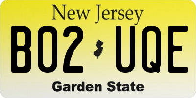 NJ license plate B02UQE