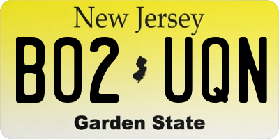 NJ license plate B02UQN