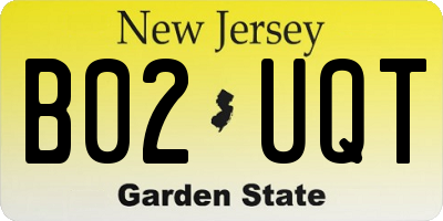 NJ license plate B02UQT