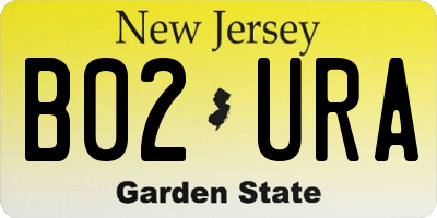 NJ license plate B02URA