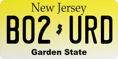 NJ license plate B02URD