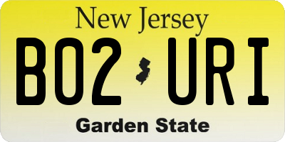 NJ license plate B02URI