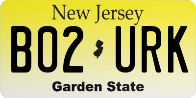 NJ license plate B02URK