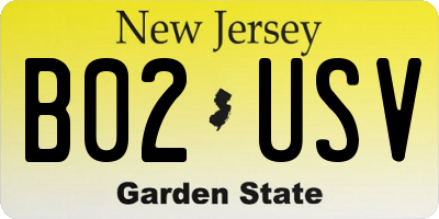 NJ license plate B02USV