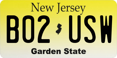 NJ license plate B02USW