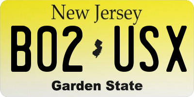NJ license plate B02USX