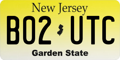 NJ license plate B02UTC