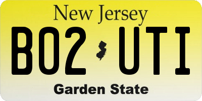 NJ license plate B02UTI