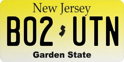 NJ license plate B02UTN
