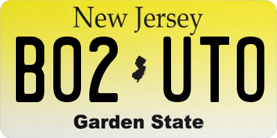 NJ license plate B02UTO