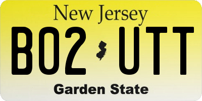 NJ license plate B02UTT