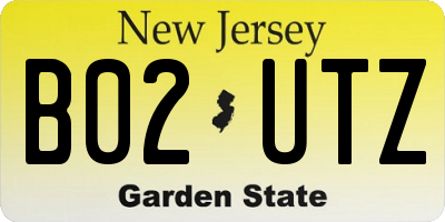 NJ license plate B02UTZ