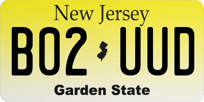 NJ license plate B02UUD