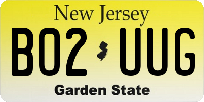 NJ license plate B02UUG