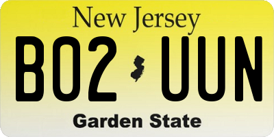 NJ license plate B02UUN