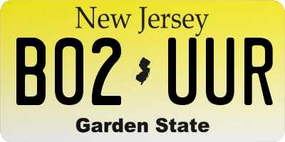 NJ license plate B02UUR