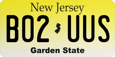 NJ license plate B02UUS