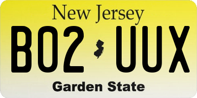 NJ license plate B02UUX