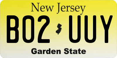 NJ license plate B02UUY