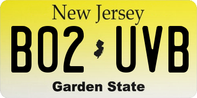 NJ license plate B02UVB