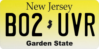 NJ license plate B02UVR