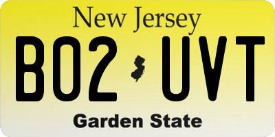 NJ license plate B02UVT