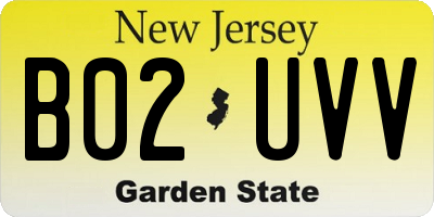 NJ license plate B02UVV