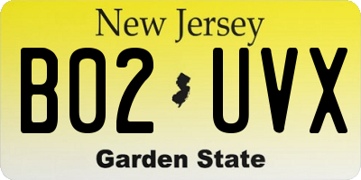 NJ license plate B02UVX
