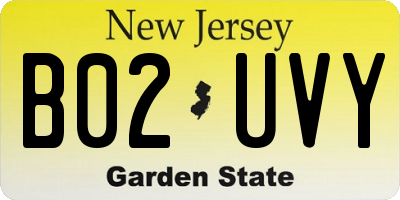 NJ license plate B02UVY