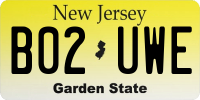NJ license plate B02UWE