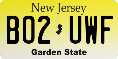 NJ license plate B02UWF