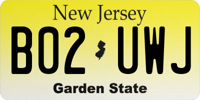 NJ license plate B02UWJ