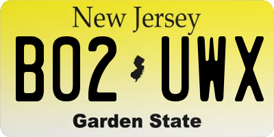 NJ license plate B02UWX