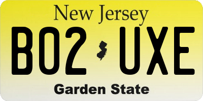 NJ license plate B02UXE