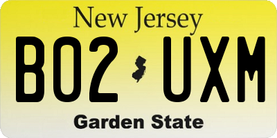 NJ license plate B02UXM