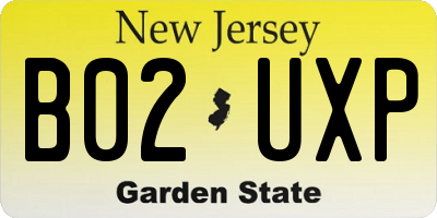 NJ license plate B02UXP
