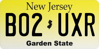 NJ license plate B02UXR