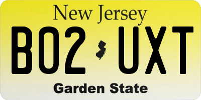 NJ license plate B02UXT