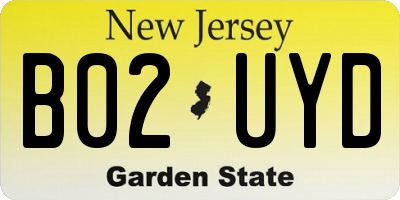 NJ license plate B02UYD