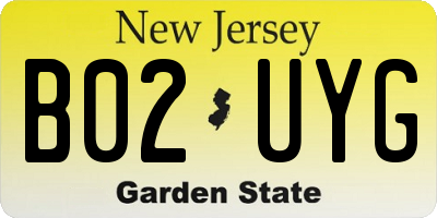NJ license plate B02UYG