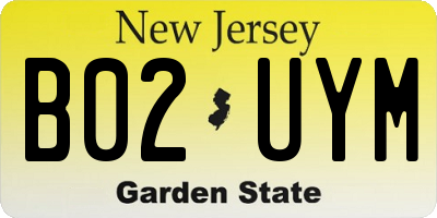 NJ license plate B02UYM
