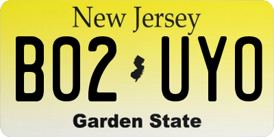 NJ license plate B02UYO