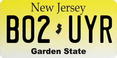 NJ license plate B02UYR