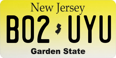 NJ license plate B02UYU
