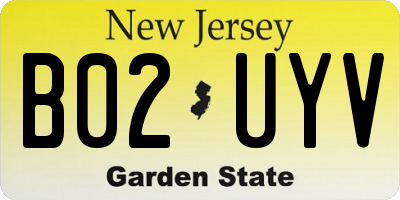 NJ license plate B02UYV
