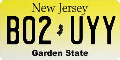 NJ license plate B02UYY