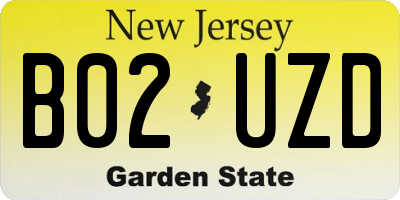 NJ license plate B02UZD